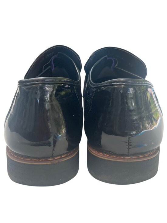 Mens Black Patent Leather Dress Shoes With Gold Buckle Detail Size 46 main image 9